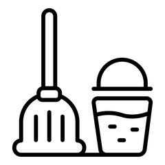 Obraz premium Cleaning mop bucket icon. Outline Cleaning mop bucket vector icon for web design isolated on white background