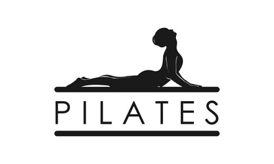 Sitting Pilates Woman Silhouette logo design