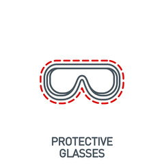 protective glasses single line icon isolated on white. Perfect outline symbol Coronavirus Covid19 disease prevention pandemic banner. Quality design element protective glasses with editable Stroke