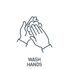 Fototapeta premium wash your hands thoroughly with soap and water single line icon isolated on white. outline symbol clean palms Coronavirus Covid 19 banner wash hands Quality element with editable Stroke line thickness