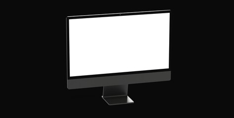Workspace blank screen desktop computer, Mockup computer background dark black
