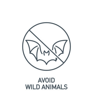 avoid contact with wild animals, Stop eating wild animals soup white background,Coronavirus disease COVID 19 prevention, forbidden consumption and farming of bat vector color icon with editable Stroke
