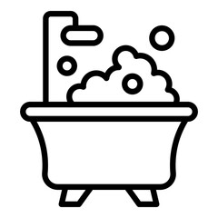 Morning foam bathtub icon. Outline Morning foam bathtub vector icon for web design isolated on white background