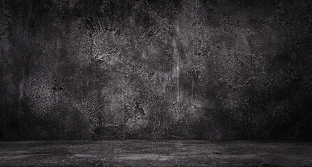 Concrete Wall Background Scene Dark Empty Room with Cement Floor
