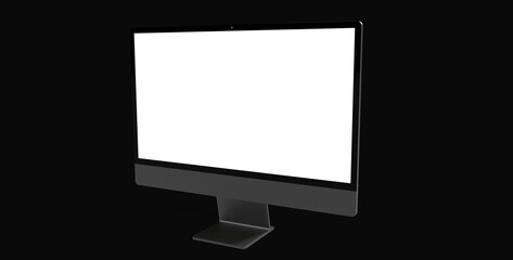 Workspace blank screen desktop computer, Mockup computer background dark black - obrazy, fototapety, plakaty