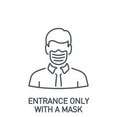 No Face Mask, No Entry Wrong and Right Wear red line Icon banner isolated on white background. No entry without face mask sign. Coronavirus covid19 prevention creative illustration banner.