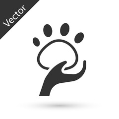 Grey Animal volunteer icon isolated on white background. Animal care concept. Vector