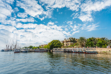 Fototapeta premium View of the surroundings of the city of Luxor from the Nile. Egypt