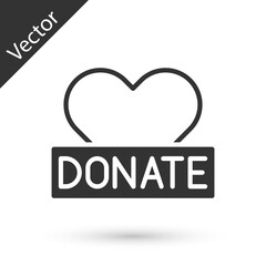 Grey Donation and charity icon isolated on white background. Donate money and charity concept. Vector