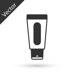 Grey Tube of hand cream icon isolated on white background. Vector