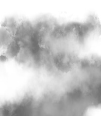 Cloud, fog or smoke isolated on white background. Royalty high-quality free stock photo image of  black cloudiness, clouds, mist or smog background