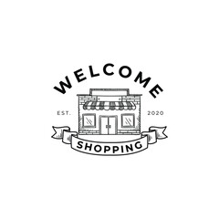 Store Shop Welcome With Banner Design Logo Vector Illustration Template Icon Design