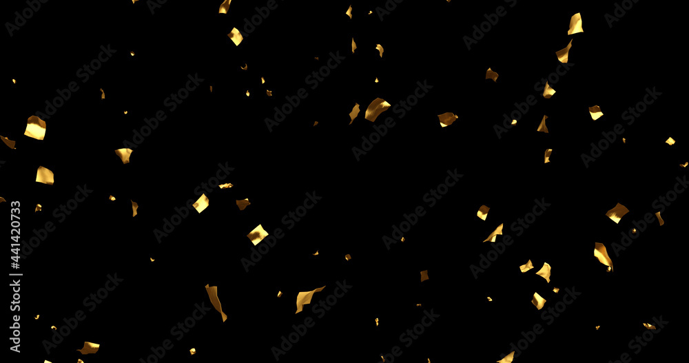 Wall mural Golden Confetti Stock Image In Black Background