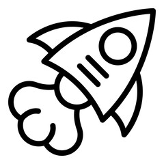 Startup rocket marketing icon. Outline Startup rocket marketing vector icon for web design isolated on white background