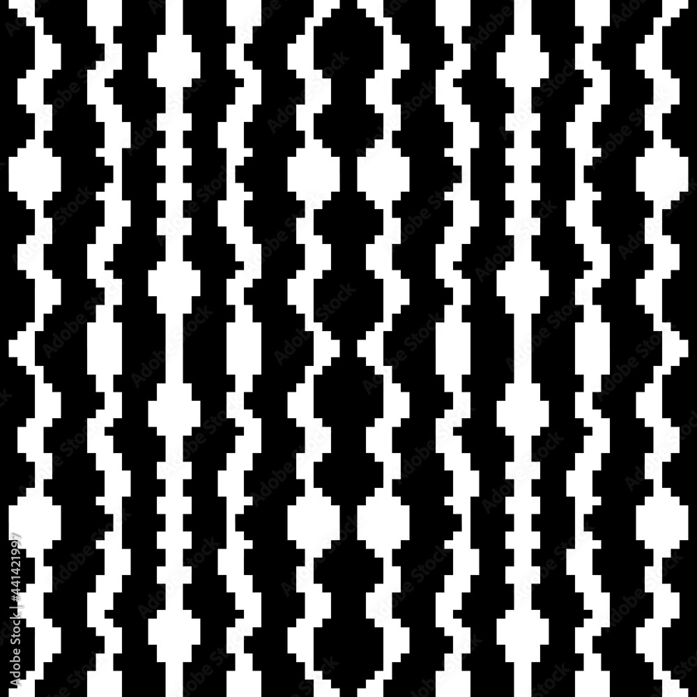 Poster Vertical pixels stripes. Vector simple pixel zebra ornament.