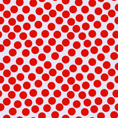 Fototapeta na wymiar Red polka dots pattern. Vector seamless dots ornament. Simple red polka dots wallpaper.