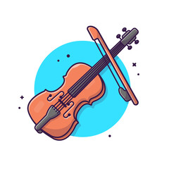Fototapeta na wymiar Violin Jazz Musical Cartoon Vector Icon Illustration. Art Object Icon Concept Isolated Premium Vector. Flat Cartoon Style