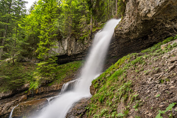 Beautiful waterfalls and mountain rivers in Schoenebach in Vorarlberg, Austria