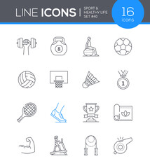 Sport and Healthy lifestyle - line design style icons set