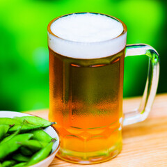 ビール　枝豆　アウトドア【 夏 の イメージ 】