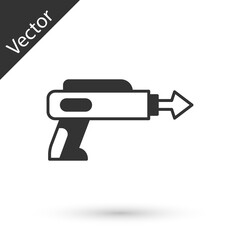 Grey Fishing harpoon icon isolated on white background. Fishery manufacturers for catching fish under water. Diving underwater equipment. Vector
