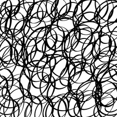 Abstract scribble circles, Overlap Circle Pattern. Hand drawn rounds scribble line background. Vector illustration.