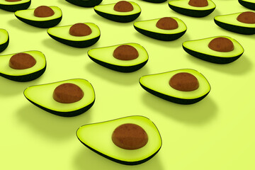  Avocado illustration with green background 3D