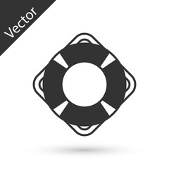 Grey Lifebuoy icon isolated on white background. Lifebelt symbol. Vector