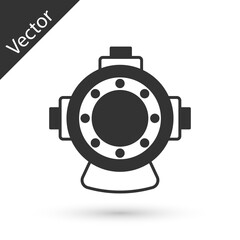 Grey Aqualung icon isolated on white background. Diving helmet. Diving underwater equipment. Vector