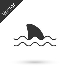 Grey Shark fin in ocean wave icon isolated on white background. Vector