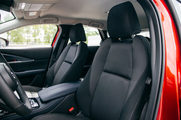 back black leather seat of the car isolated