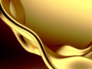 Golden abstract wavy liquid background