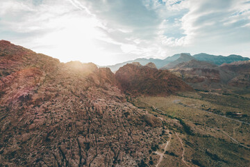 Red Rock Canyon near Las Vegas, Nevada in the desert at sunset