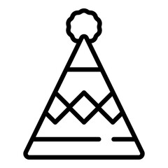 Cake party hat icon. Outline Cake party hat vector icon for web design isolated on white background