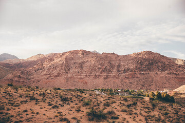 Red Rock Canyon near Las Vegas, Nevada in the desert at sunset