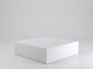 Empty white podium in shape of extruded square