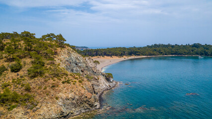 Aerial view of coastline, Phaselis, Turkey