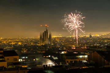 Fotobehang fireworks in San Juan night in Barcelona © JoseAntonio