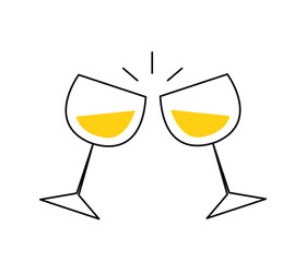 Cheers. Two champagne glasses. Vector
