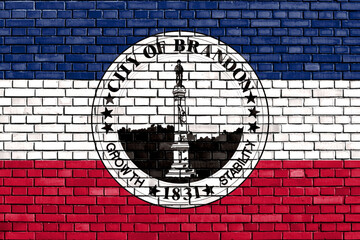 flag of Brandon, Mississippi painted on brick wall