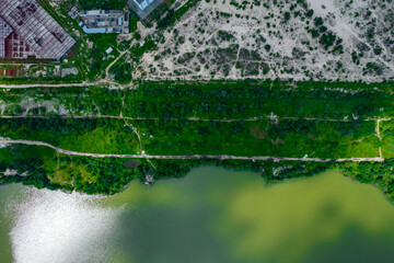 Aerial view of the lake and shore