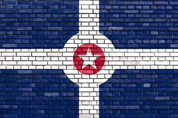 flag of Indianapolis painted on brick wall