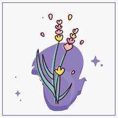 Isolated sketch of a colored flower