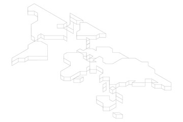 Fototapeta na wymiar 3D white isometric map of World. Simplified vector illustration