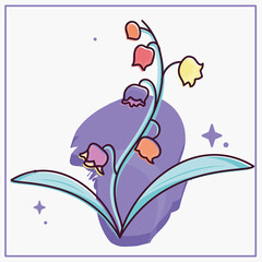 Isolated sketch of a colored flower