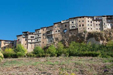 Fototapeta na wymiar Beautiful view of Frias seen from the lowest part of the town. Traditional houses.Burgos, Merindades, Spain, Europe