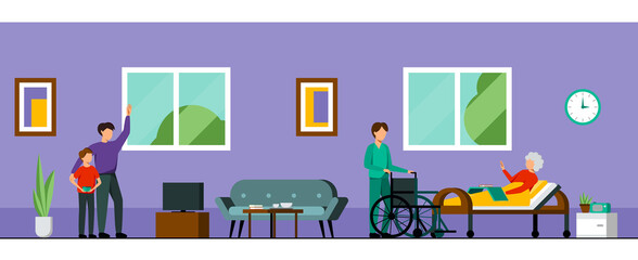 Nursing Home Characters Colored Composition