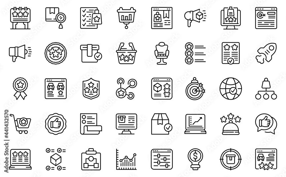 Poster featured product icons set. outline set of featured product vector icons for web design isolated on 