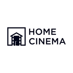 Home cinema logo design with strip film vector