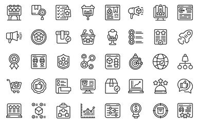 Fototapeta na wymiar Featured product icons set. Outline set of featured product vector icons for web design isolated on white background